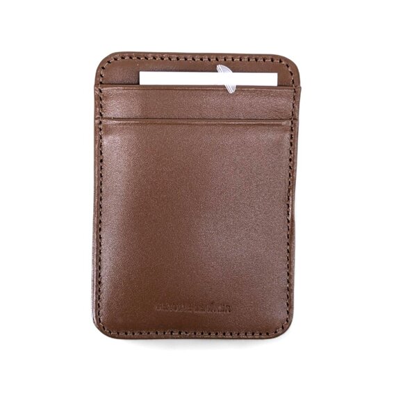 Perry Ellis Men's Magnetic Genuine Leather Phone Card Wallet Holder Tan/Brown - Picture 1 of 3